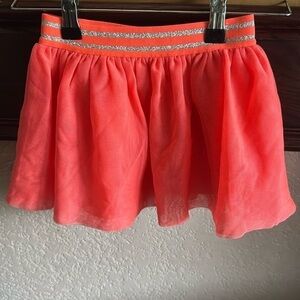 Cat & Jack Little Girls Bright Neon Orange Shimmer Glitter Tutu Dress Up Skirt